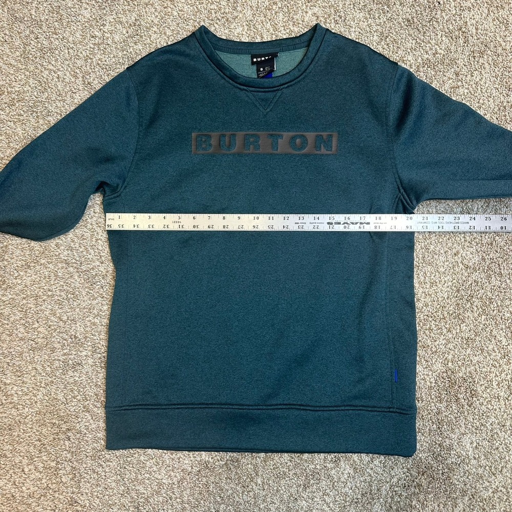 Burton Sweatshirt Men S Green Oak Crew Pullover Fleece Logo Thumbholes 17353 - Picture 9 of 11